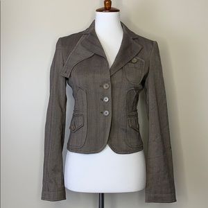 BCBGMAXAZRIA Tan Herringbone Short Jacket XS